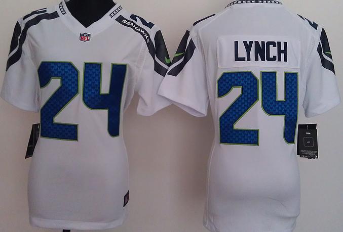 Cheap Women Nike Seattle Seahawks 24# Marshawn Lynch White Nike NFL Jerseys