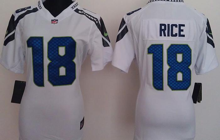 Cheap Women Nike Seattle Seahawks 18# Sidney Rice White Nike NFL Jerseys