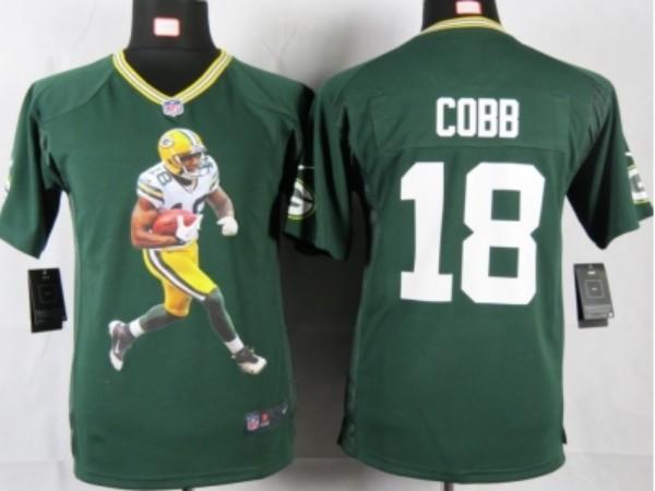 Nike Kids Green Bay Packers #18 cobb green portrait fashion game jerseys Cheap