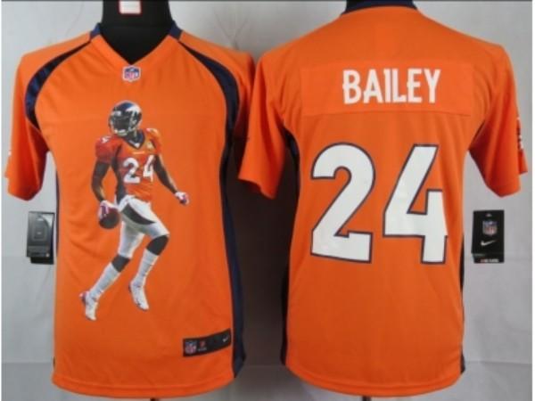 Nike Kids Denver Broncos #24 bailey orange portrait fashion game jerseys Cheap
