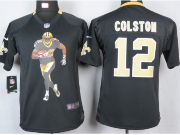 Nike Kids New Orleans Saints #12 colston black portrait fashion game jerseys Cheap