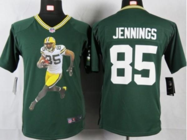 Nike Kids Green Bay Packers #85 jennings green portrait fashion game jerseys Cheap