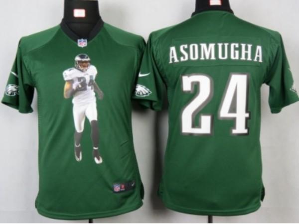 Nike Kids Philadelphia Eagles #24 asomugha green portrait fashion game jerseys Cheap