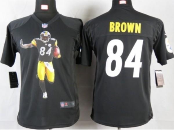 Nike Kids Pittsburgh Steelers #84 brown black portrait fashion game jerseys Cheap
