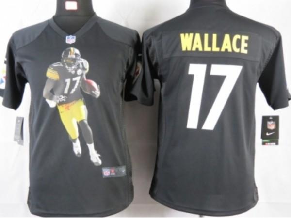 Nike Kids Pittsburgh Steelers #17 wallace black portrait fashion game jerseys Cheap