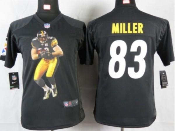 Nike Kids Pittsburgh Steelers #83 miller black portrait fashion game jerseys Cheap