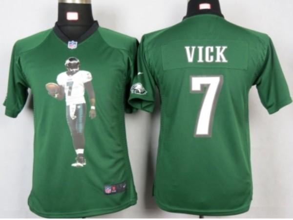 Nike Kids Philadelphia Eagles #7 vick green portrait fashion game jerseys Cheap