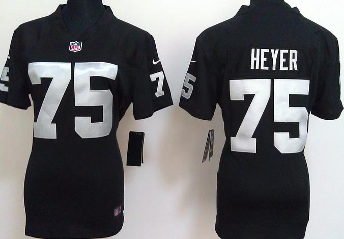 Cheap Women Nike Oakland Raiders #75 Stephon Heyer Black Nike NFL Jerseys