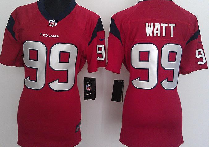 Cheap Women Nike Houston Texans 99 Watt Red Nike NFL Jerseys