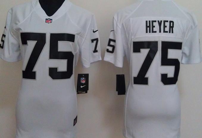 Cheap Women Nike Oakland Raiders #75 Stephon Heyer White Nike NFL Jerseys