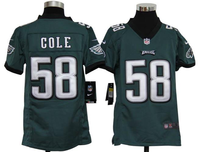 Kids Nike Philadelphia Eagles 58 Trent Cole Green Nike NFL Jerseys Cheap