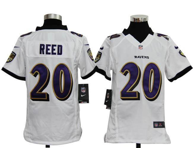 Kids Nike Baltimore Ravens #20 Ed Reed White Nike NFL Jerseys Cheap