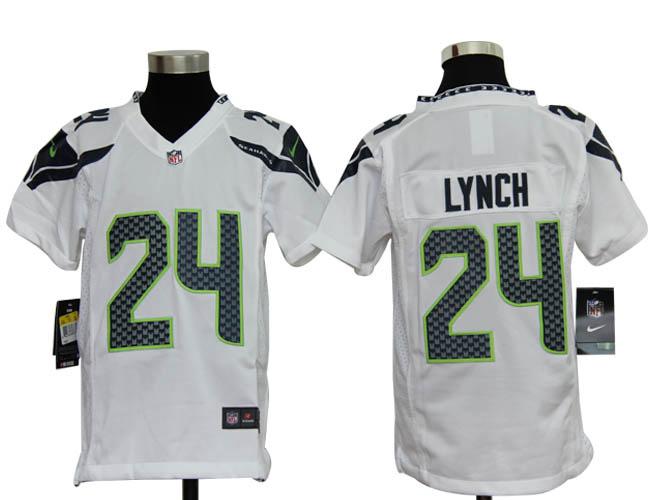 Kids Nike Seattle Seahawks 24# Marshawn Lynch White Nike NFL Jersey Cheap