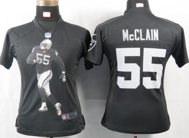 Cheap Women Nike Oakland Raiders 55 Mcclain Black Portrait Fashion Game Jersey
