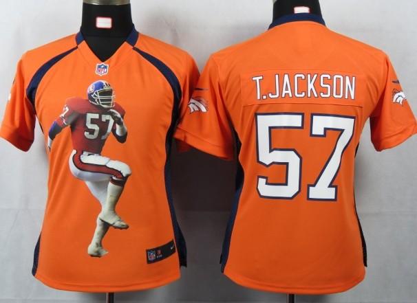 Cheap Women Nike Denver Broncos 57 T.jackson Orange Portrait Fashion Game Jersey