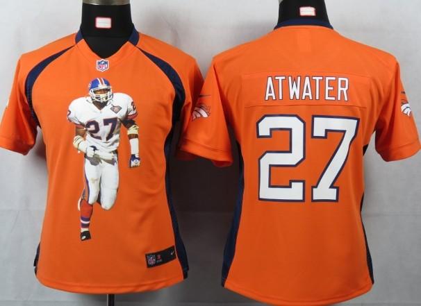Cheap Women Nike Denver Broncos 27 Atwater Orange Portrait Fashion Game Jersey