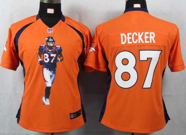 Cheap Women Nike Denver Broncos 87 Decker Orange Portrait Fashion Game Jersey