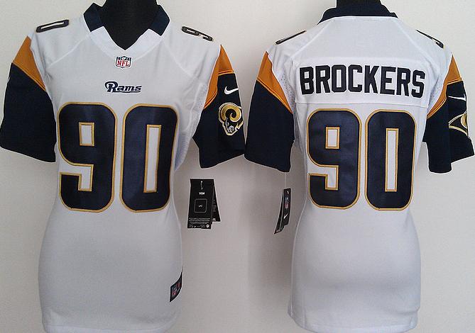 Cheap Women Nike St. Louis Rams #90 Brockers White Nike NFL Jersey