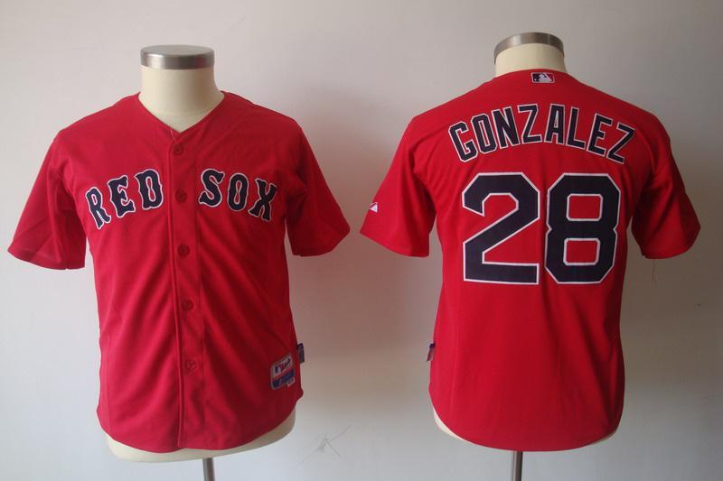Kids Boston Red Sox 28 Adrian Gonzalez Red Jersey Cheap