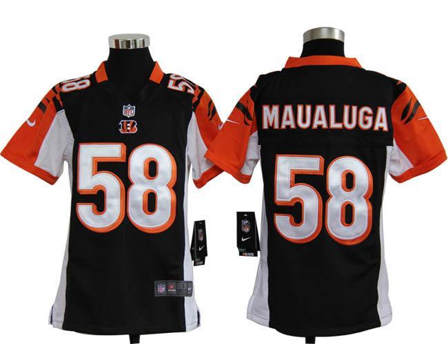 Kids Nike Cincinnati Bengals 58# Rey Maualuga Black Nike NFL Jerseys Cheap