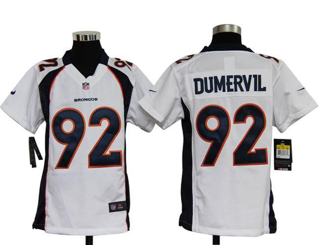 Kids Nike Denver Broncos 92# Elvis Dumervil White Nike NFL Jerseys Cheap