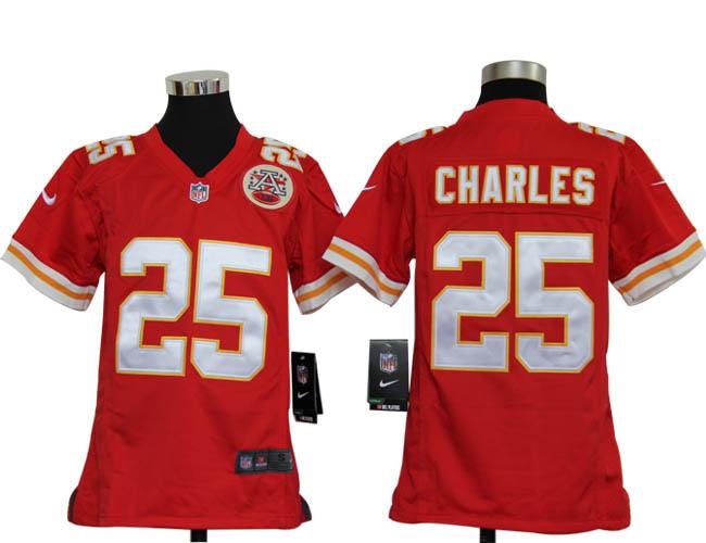 Kids Nike Kansas City Chiefs 25# Jamaal Charles Red Nike NFL Jerseys Cheap