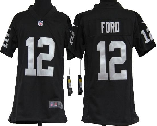 Kids Nike Oakland Raiders #12 Jacoby Ford Black Nike NFL Jerseys Cheap
