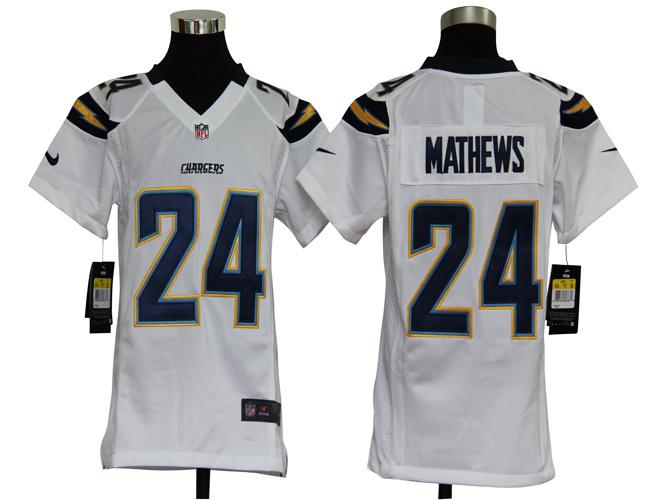 Kids Nike San Diego Chargers 24# Ryan Mathews White Nike NFL Jerseys Cheap