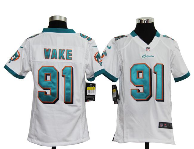 Kids Nike Miami Dolphins 91 Cameron Wake White Nike NFL Jerseys Cheap