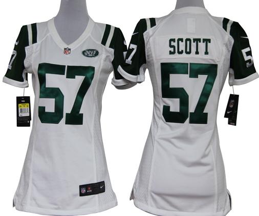 Cheap Women Nike New York Jets 57# Bart Scott White Nike NFL Jerseys