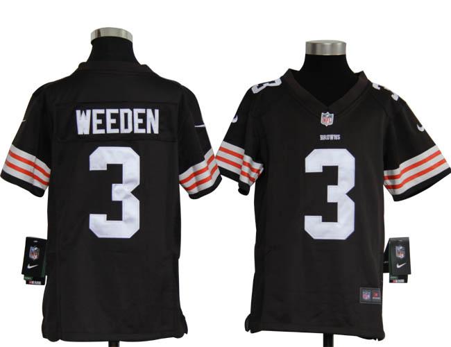 Kids Nike Cleveland Browns 3# Brandon Weeden Brown Nike NFL Jerseys Cheap