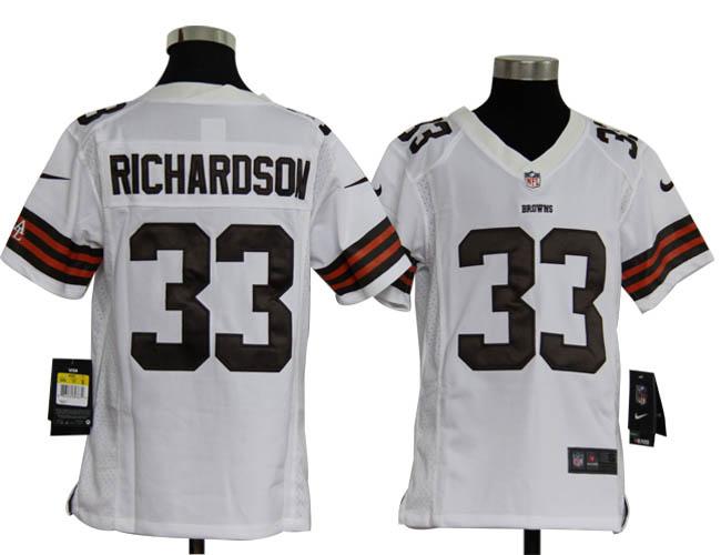 Kids Nike Cleveland Browns 33# Trent Richardson White Nike NFL Jerseys Cheap