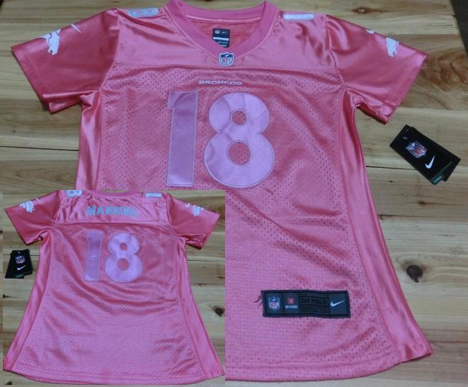 Cheap Women Nike Denver Broncos 18 Manning Pink Nike NFL Jerseys