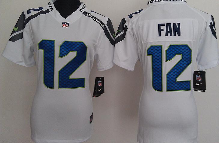 Cheap Women Nike Seattle Seahawks 12# Fan White Nike NFL Jerseys