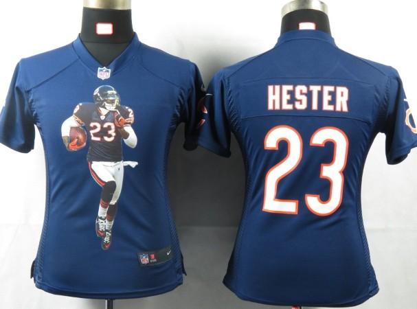 Cheap Womens Nike Chicago Bears 23 Hester Blue Portrait Fashion Game Jersey