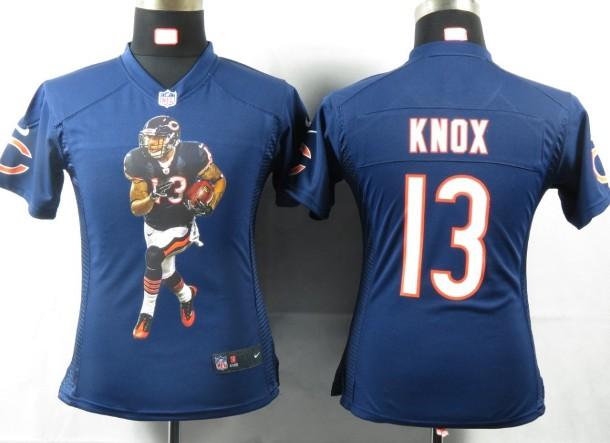 Cheap Womens Nike Chicago Bears 13 Knox Blue Portrait Fashion Game Jersey