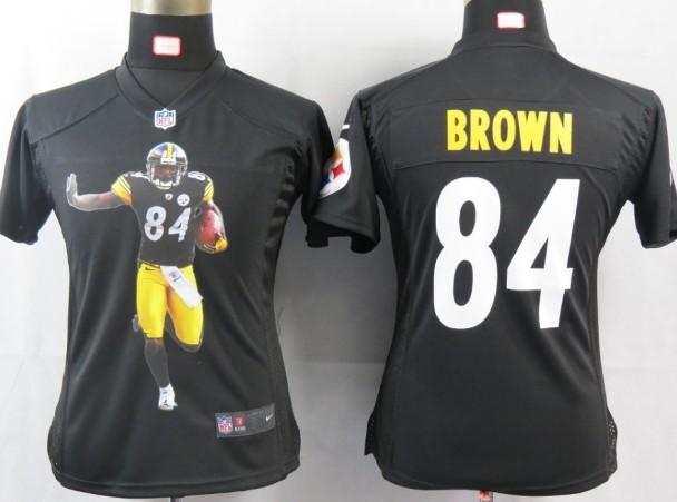 Cheap Womens Nike Pittsburgh Steelers 84 Brown Black Portrait Fashion Game Jersey