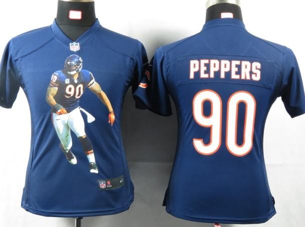 Cheap Womens Nike Chicago Bears 90 Peppers Blue Portrait Fashion Game Jersey