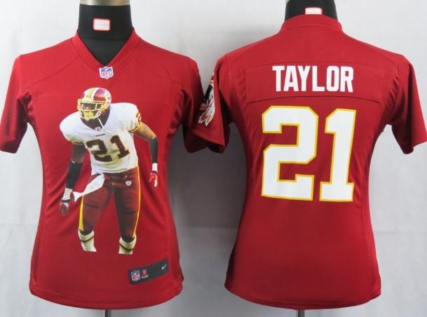 Cheap Womens Nike Washington Redskins #21 Taylor Red Portrait Fashion Game Jersey