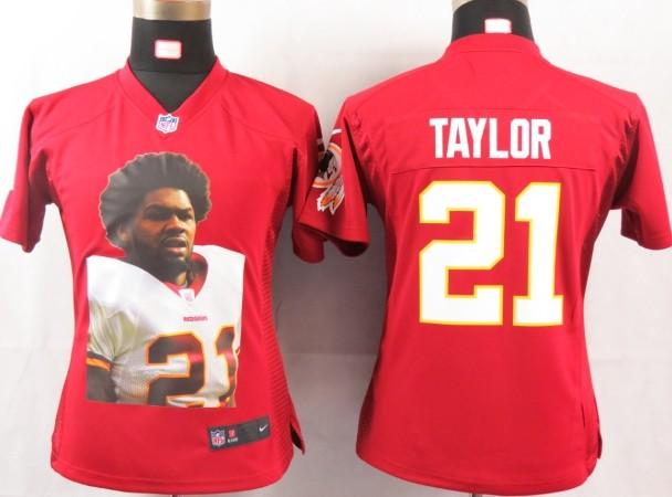 Cheap Womens Nike Washington Redskins #21 Taylor Red Portrait Fashion Game Jerseys
