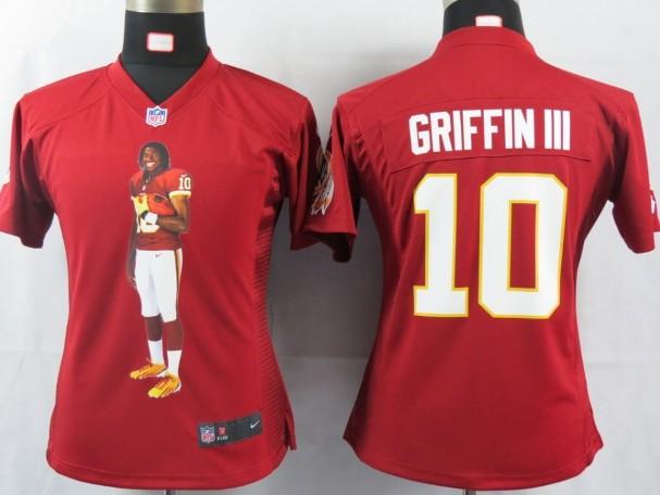 Cheap Womens Nike Washington Redskins #10 Griffin III Red Portrait Fashion Game Jersey