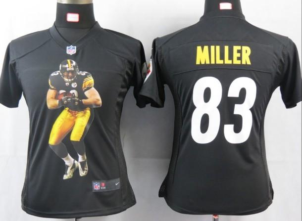 Cheap Womens Nike Pittsburgh Steelers 83 Miller Black Portrait Fashion Game Jersey