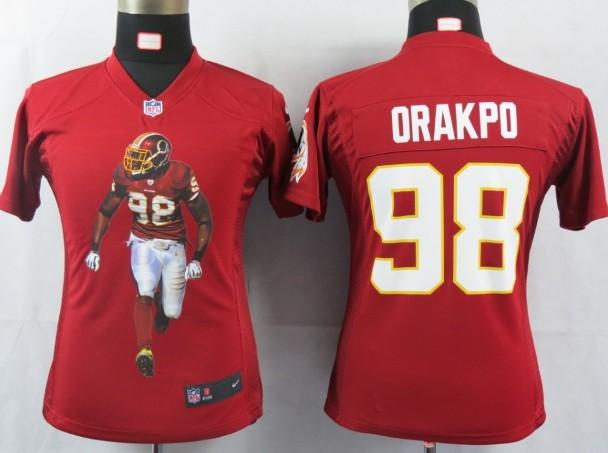 Cheap Womens Nike Washington Redskins #98 Orakpo Red Portrait Fashion Game Jersey