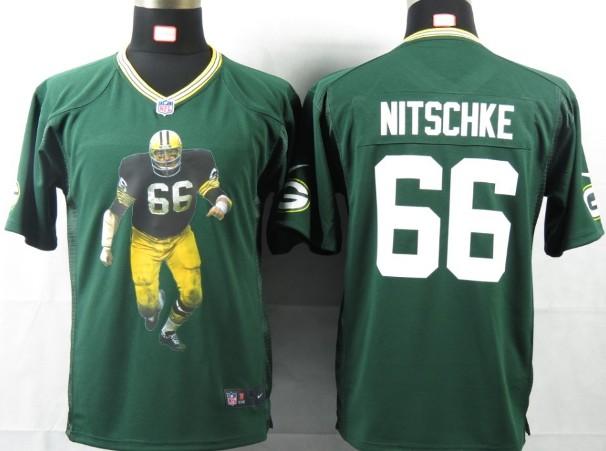 Kids Nike Green Bay Packers 66 Nitschke Green Portrait Fashion Game Jerseys Cheap