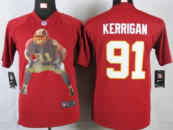 Kids Nike Washington Redskins 91 Kerrigan Red Portrait Fashion Game Jerseys Cheap