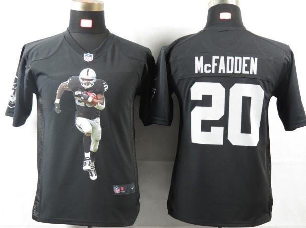 Kids Nike Oakland Raiders 20 McFADDEN Black Portrait Fashion Game Jerseys Cheap