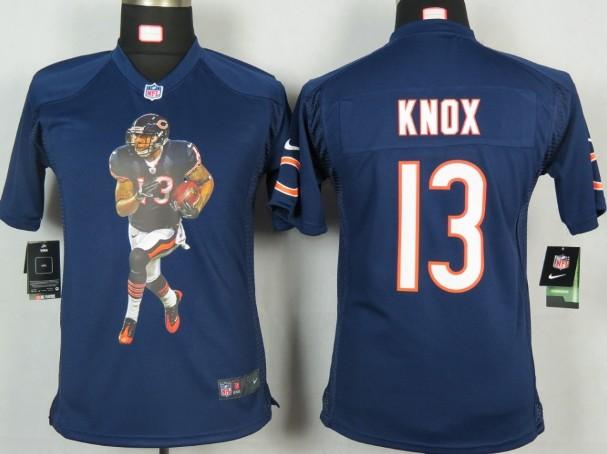 Kids Nike Chicago Bears 13 Knox Blue Portrait Fashion Game Jersey Cheap
