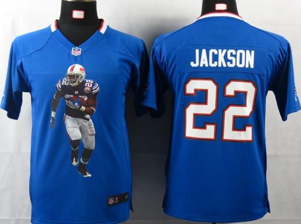Kids Nike Buffalo Bills 22 Jackson Blue Portrait Fashion Game Jersey Cheap