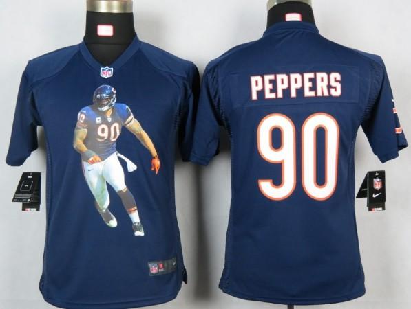 Kids Nike Chicago Bears 90 Peppers Blue Portrait Fashion Game Jersey Cheap