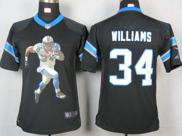 Kids Nike Carolina Panthers 34 Williams Black Portrait Fashion Game Jersey Cheap